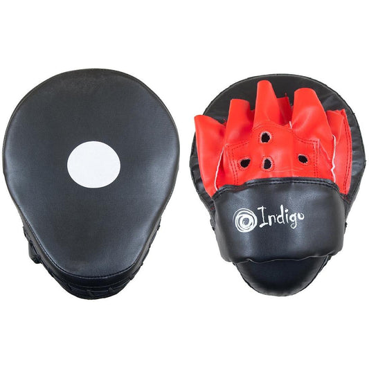 Mitaines De Boxe Courbées En PU (Paire) INDIGO Noir-Rouge 26*20*9 cm