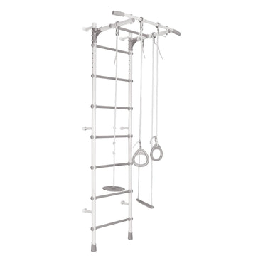 Gimnasio Infantil de Pared con Espaldera, Anillas, Bungee y Columpio VAINILLA 217*64*58 cm