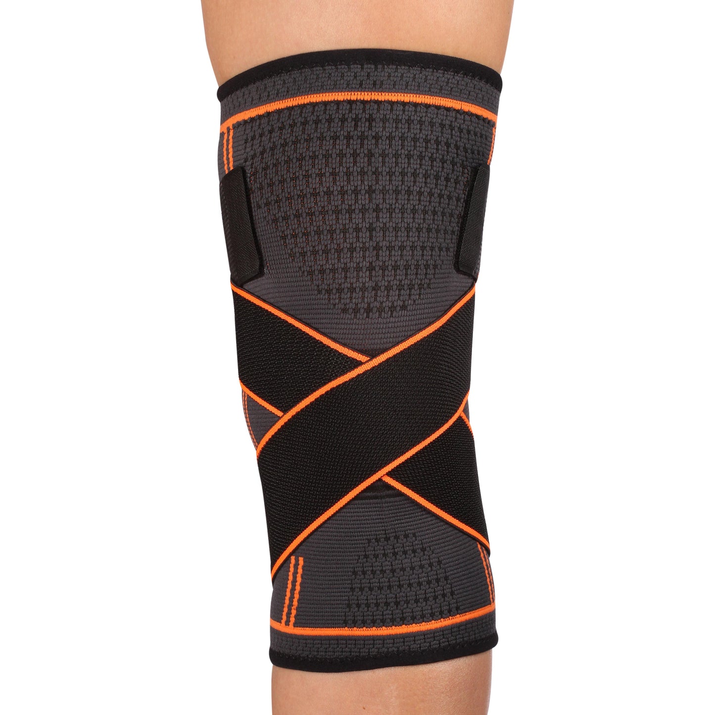 Genouillère Élastique avec Sangles de Compression INDIGO Noir-Orange.