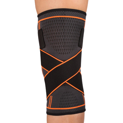 Genouillère Élastique avec Sangles de Compression INDIGO Noir-Orange.