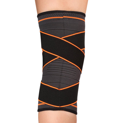 Genouillère Élastique avec Sangles de Compression INDIGO Noir-Orange.