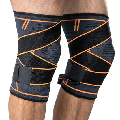 Genouillère Élastique avec Sangles de Compression INDIGO Noir-Orange.