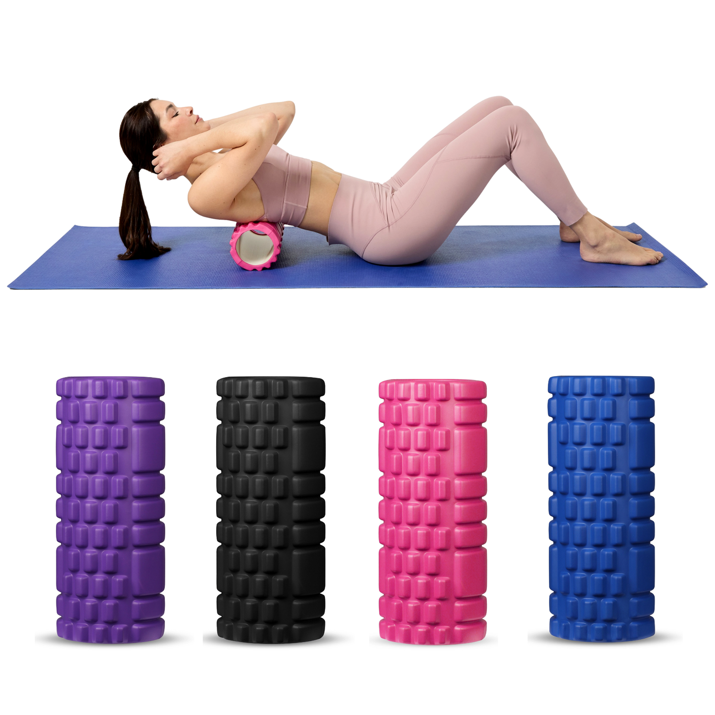 Rouleau en Mousse Rond pour Massages Musculaires et Yoga PVC INDIGO 33*14 cm.