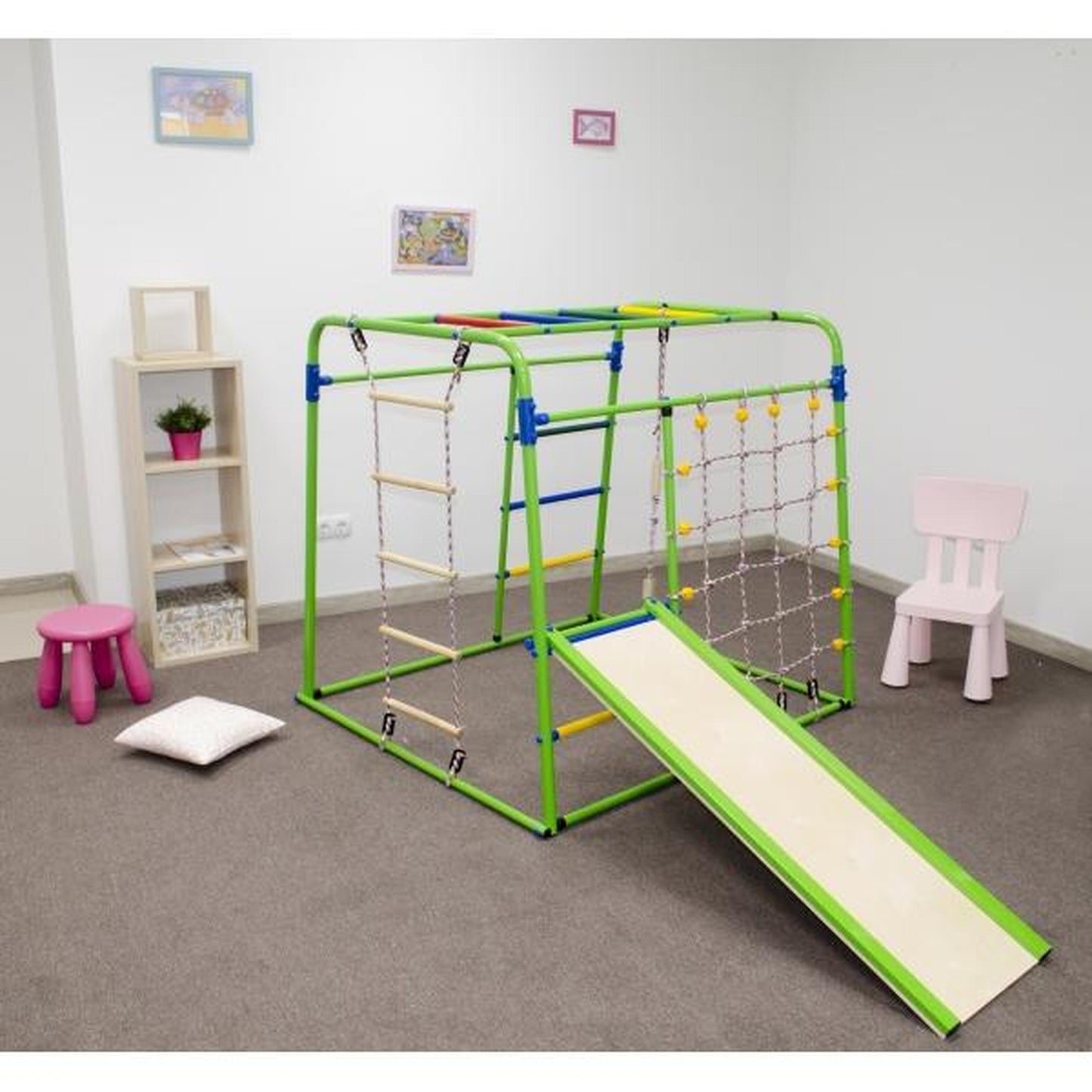 Infant Floor Gym with Ladder, Swing, and Slide START BABY PLUS1 White Rainbow 123*133*120 cm
