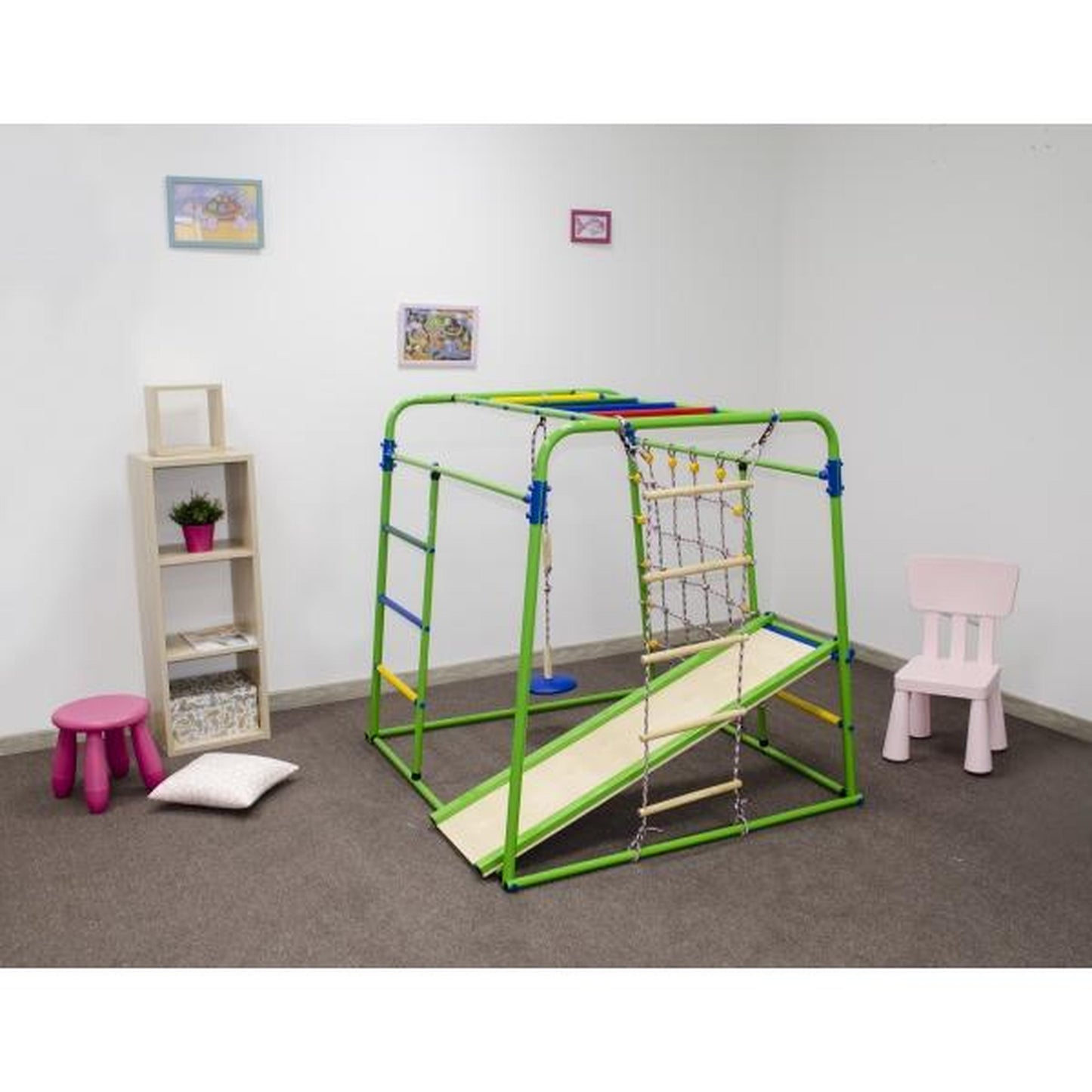 Infant Floor Gym with Ladder, Swing, and Slide START BABY PLUS1 White Rainbow 123*133*120 cm