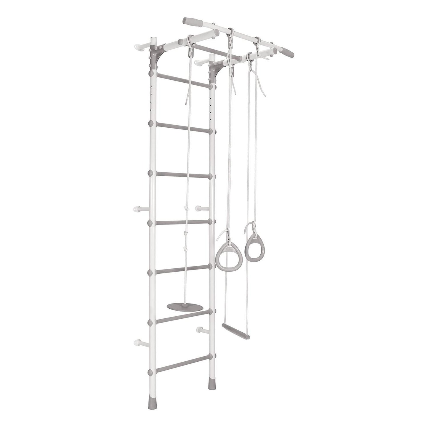 Gimnasio Infantil de Pared con Espaldera, Anillas, Bungee y Columpio VAINILLA 217*64*58 cm